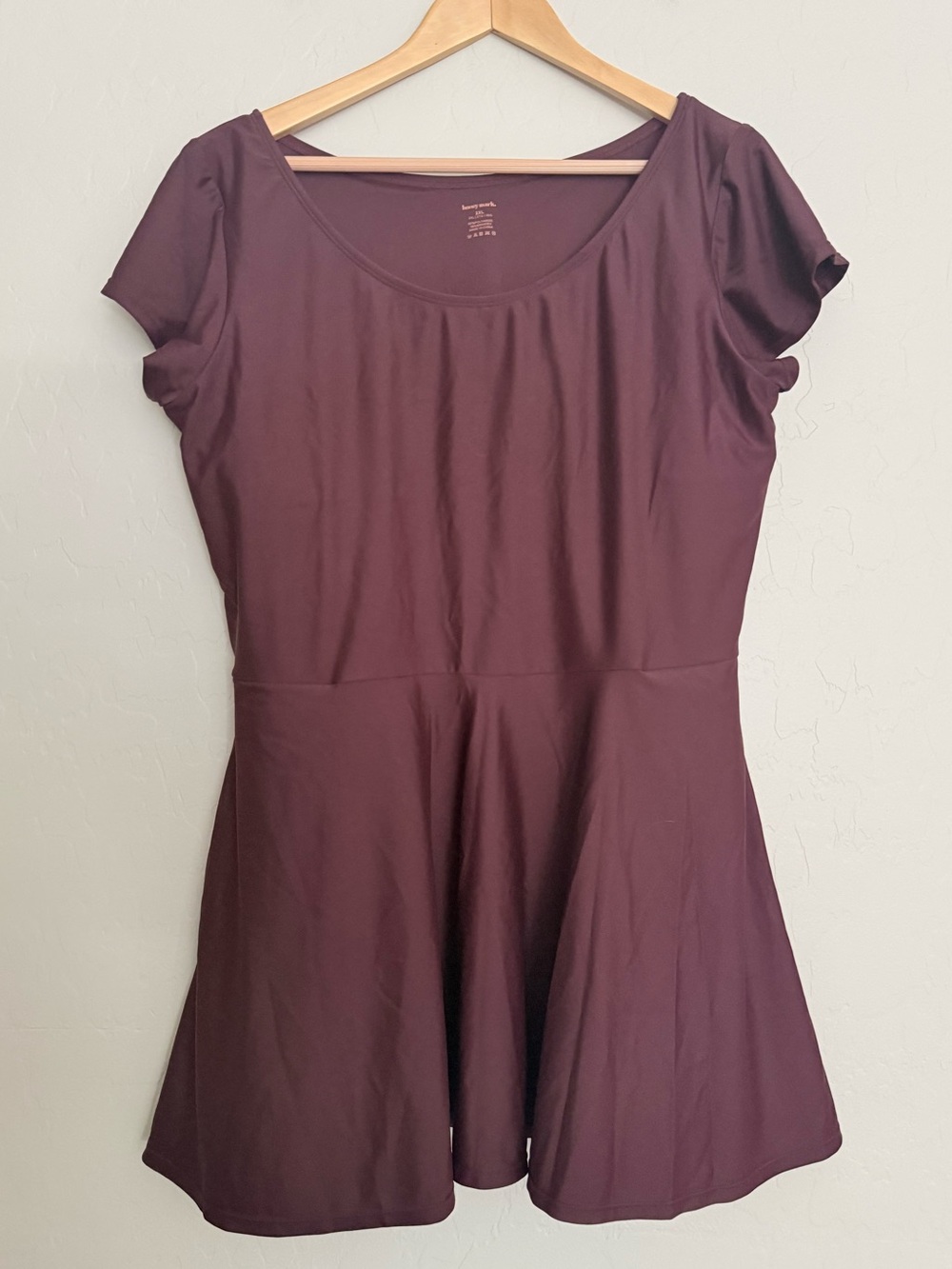 Honey Mark Pepper Swim Dress Modest Athleisure Purple 2X 18/20 Plus Size